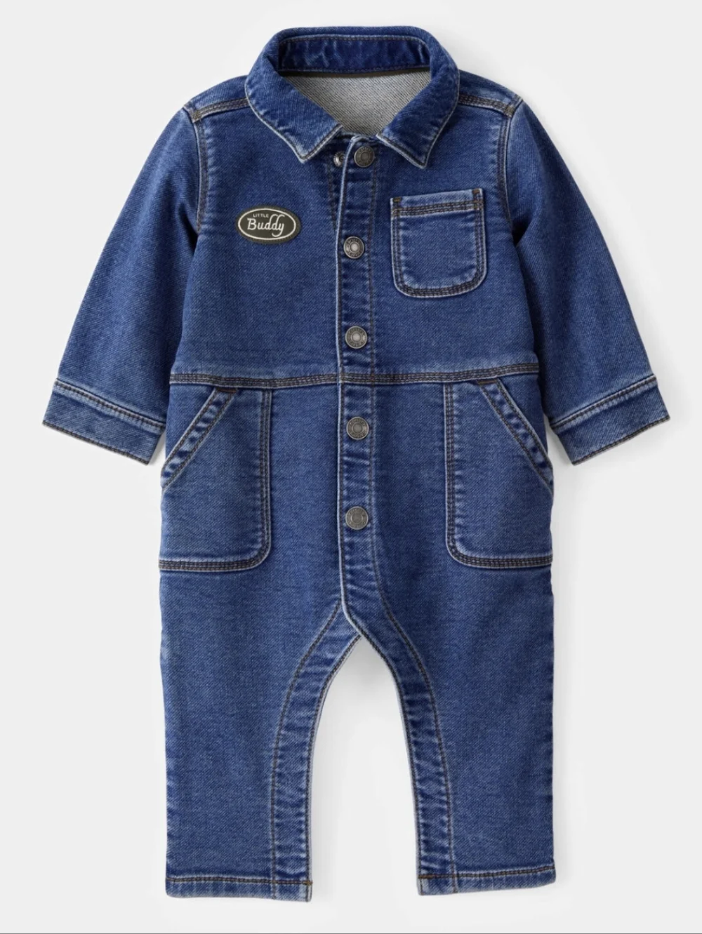 Carter's Baby Little Buddy Snap-Up Denim Jumpsuit - Blue